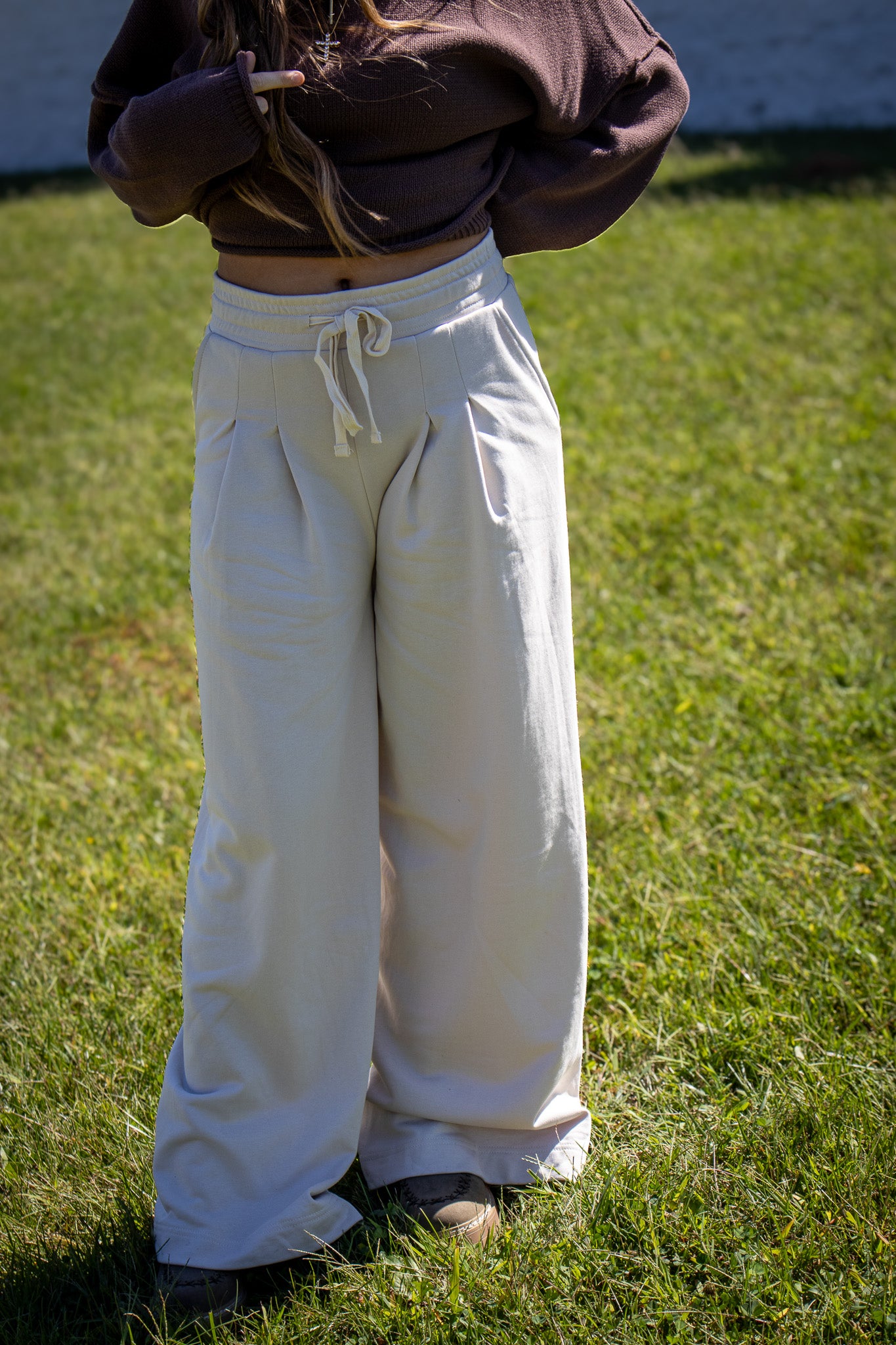 Soft Ivory Pleated Lounge Pants