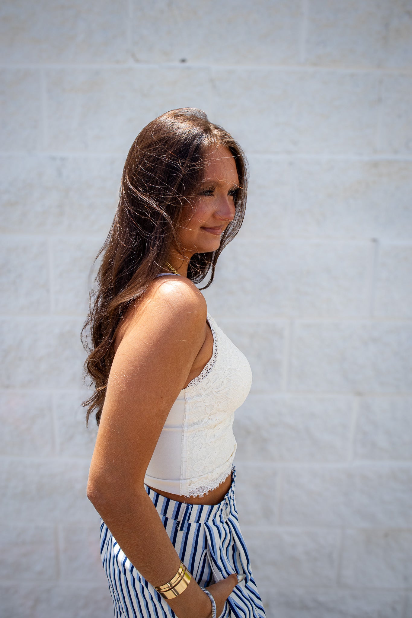 Aria White Floral Lace Scalloped Cropped Cami