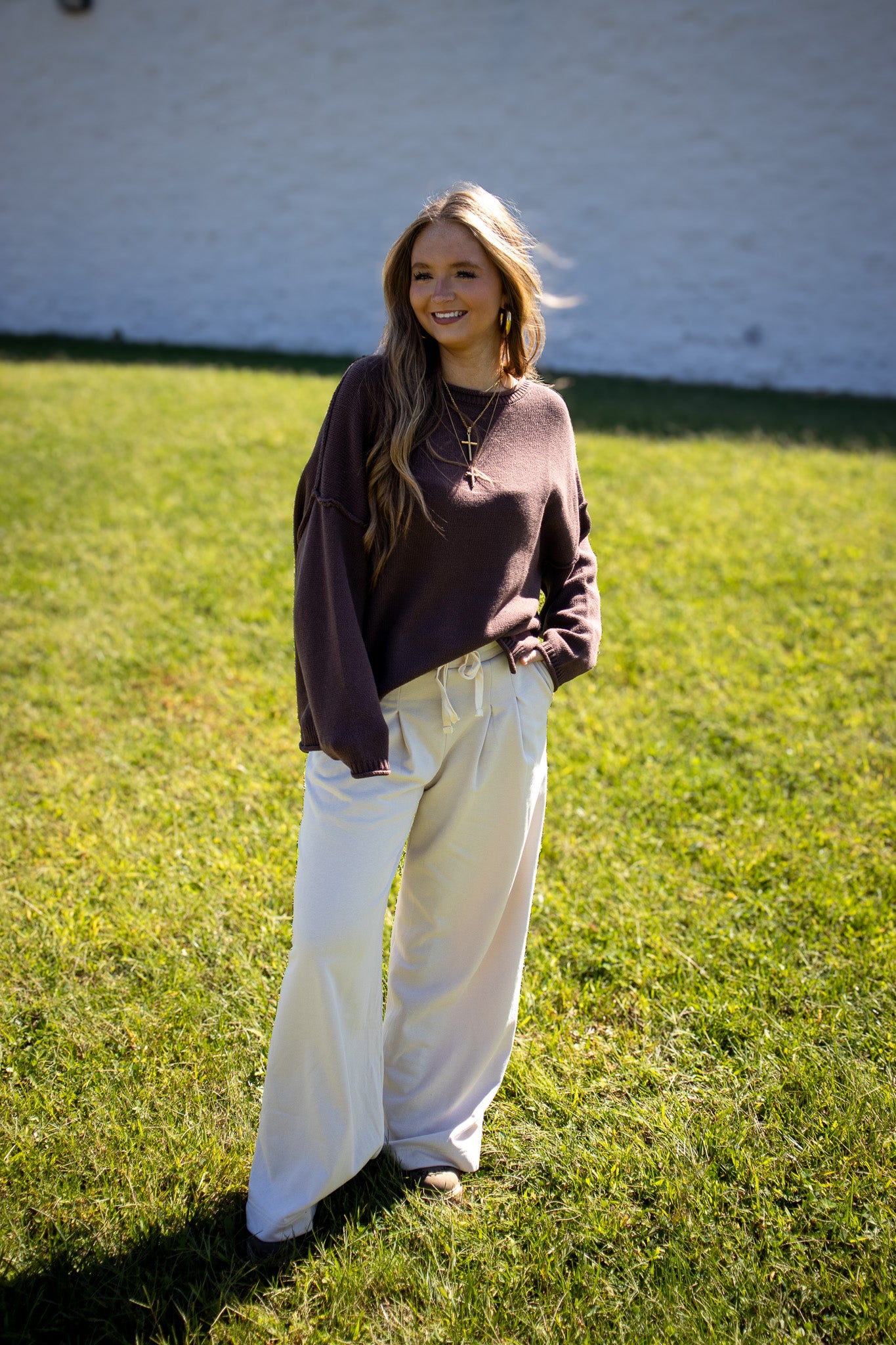 Soft Ivory Pleated Lounge Pants