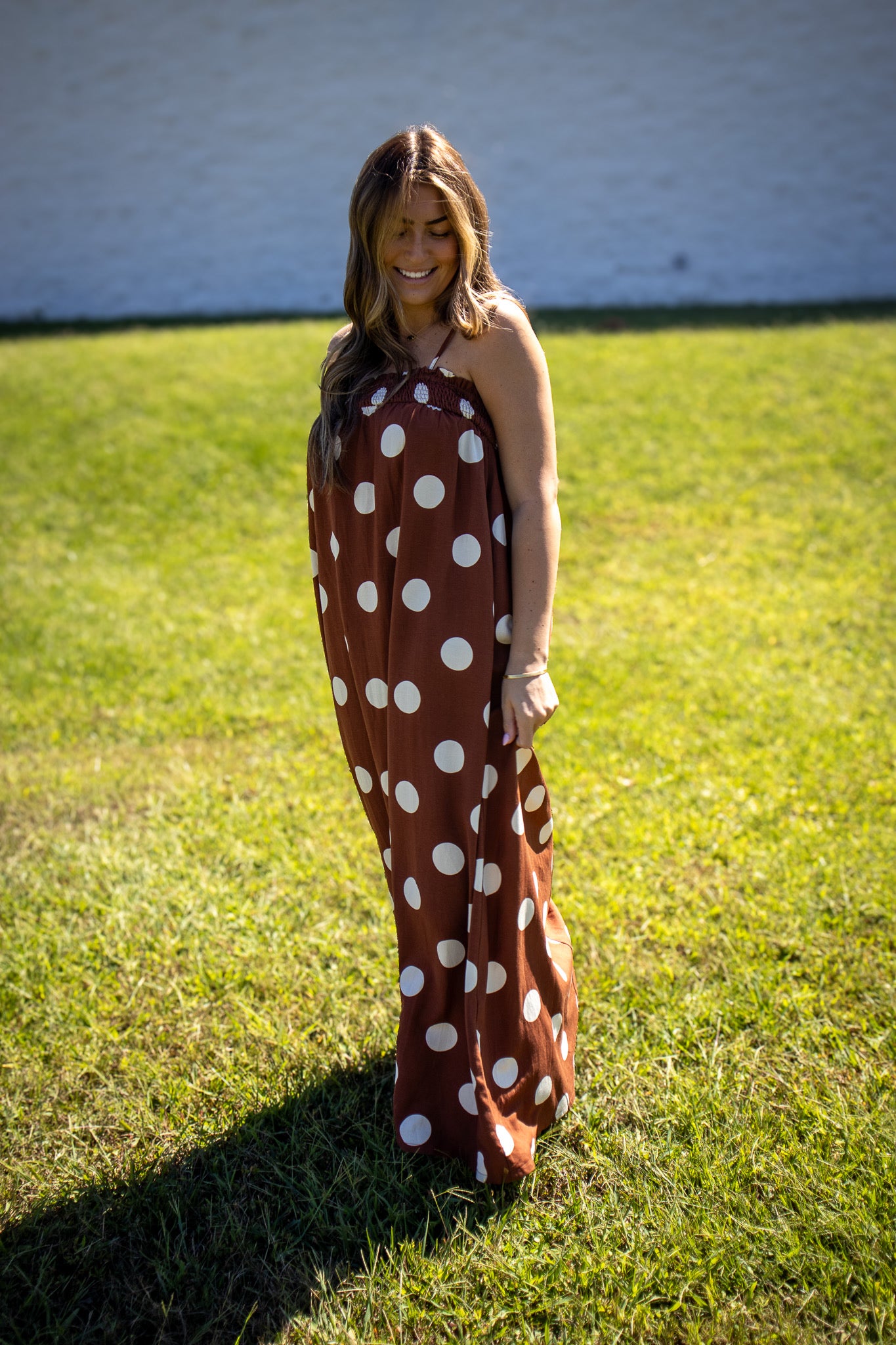 Pretty In Polka Dot Brown Maxi Dress