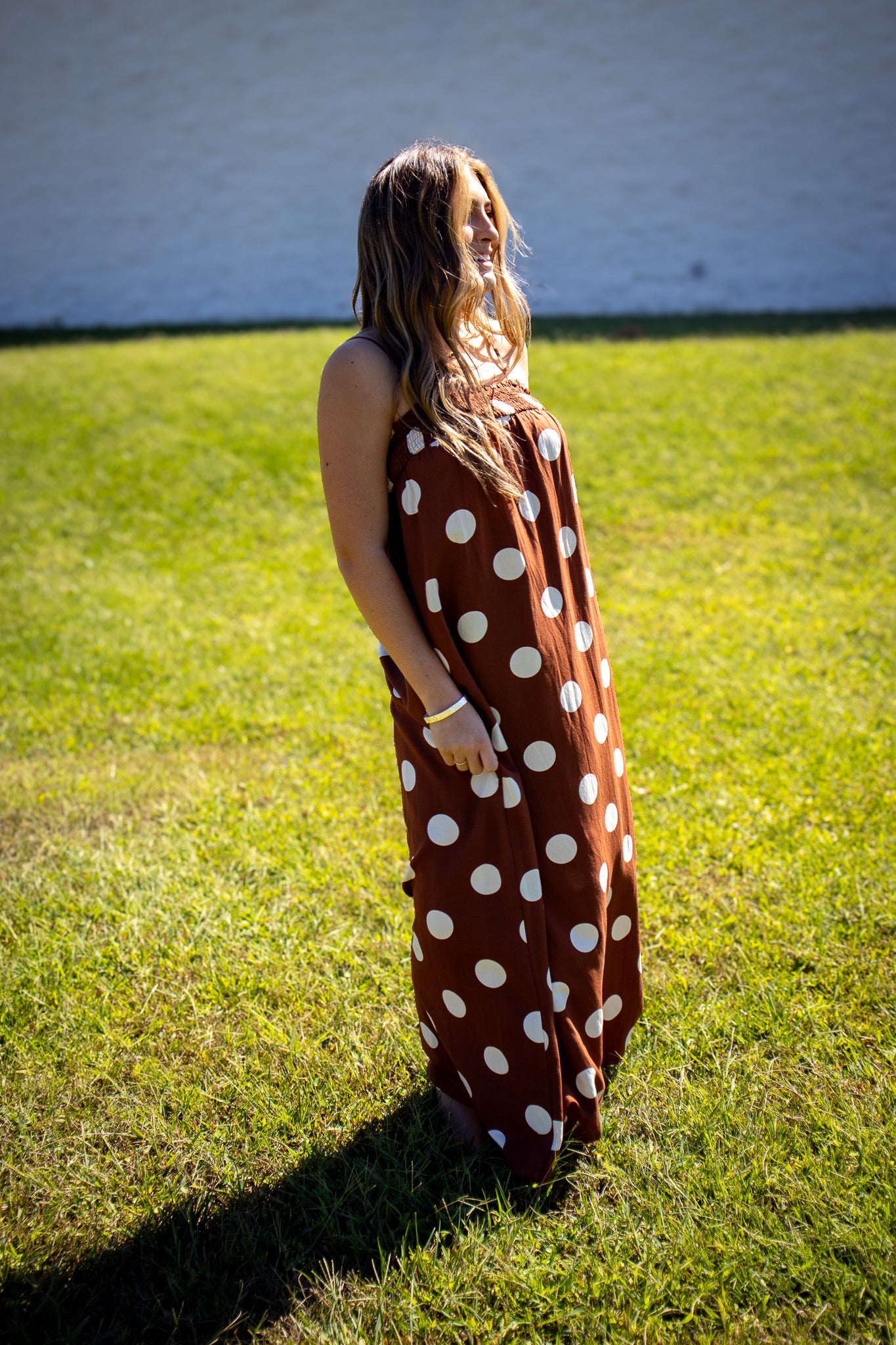 Pretty In Polka Dot Brown Maxi Dress