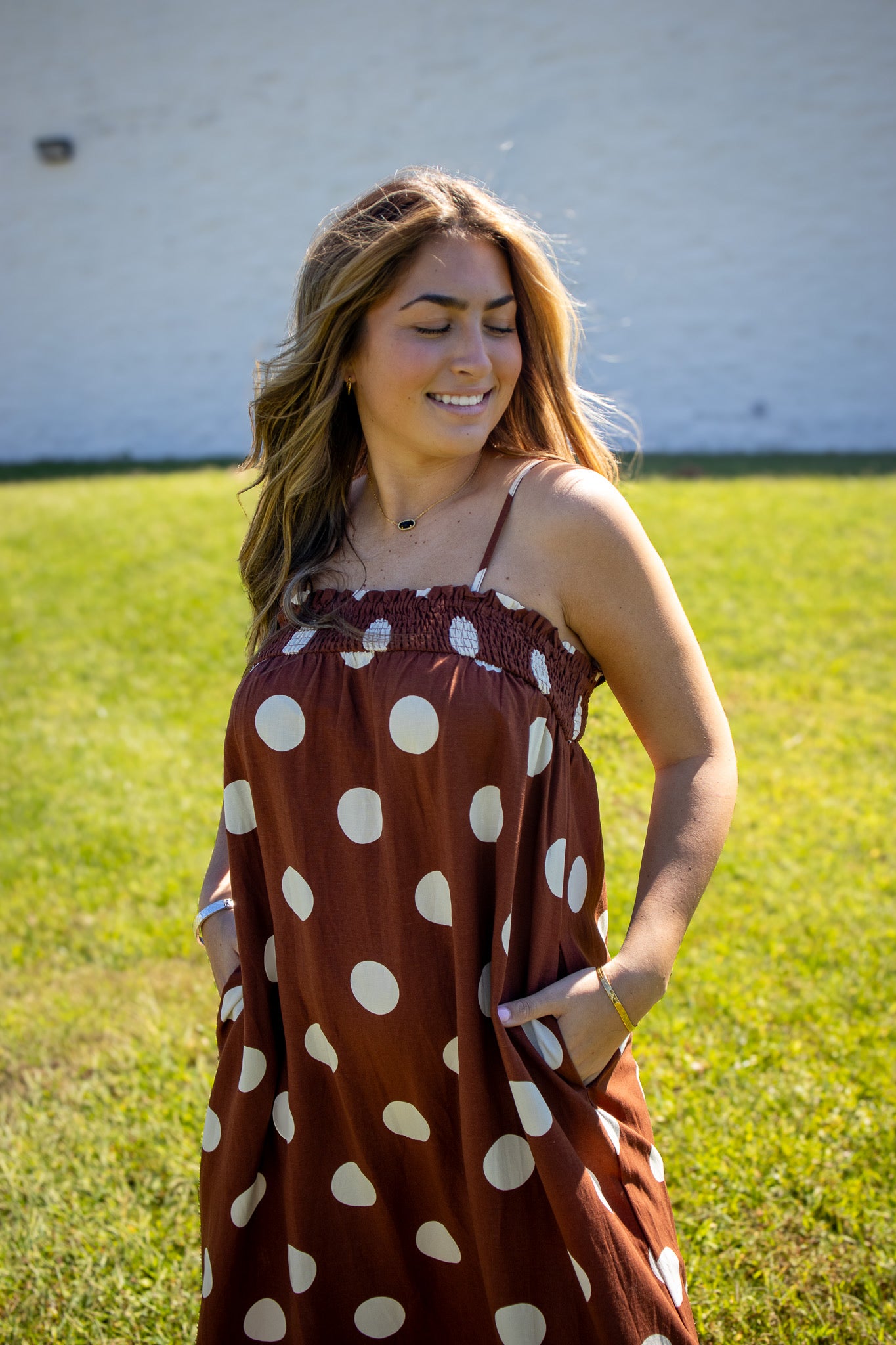 Pretty In Polka Dot Brown Maxi Dress