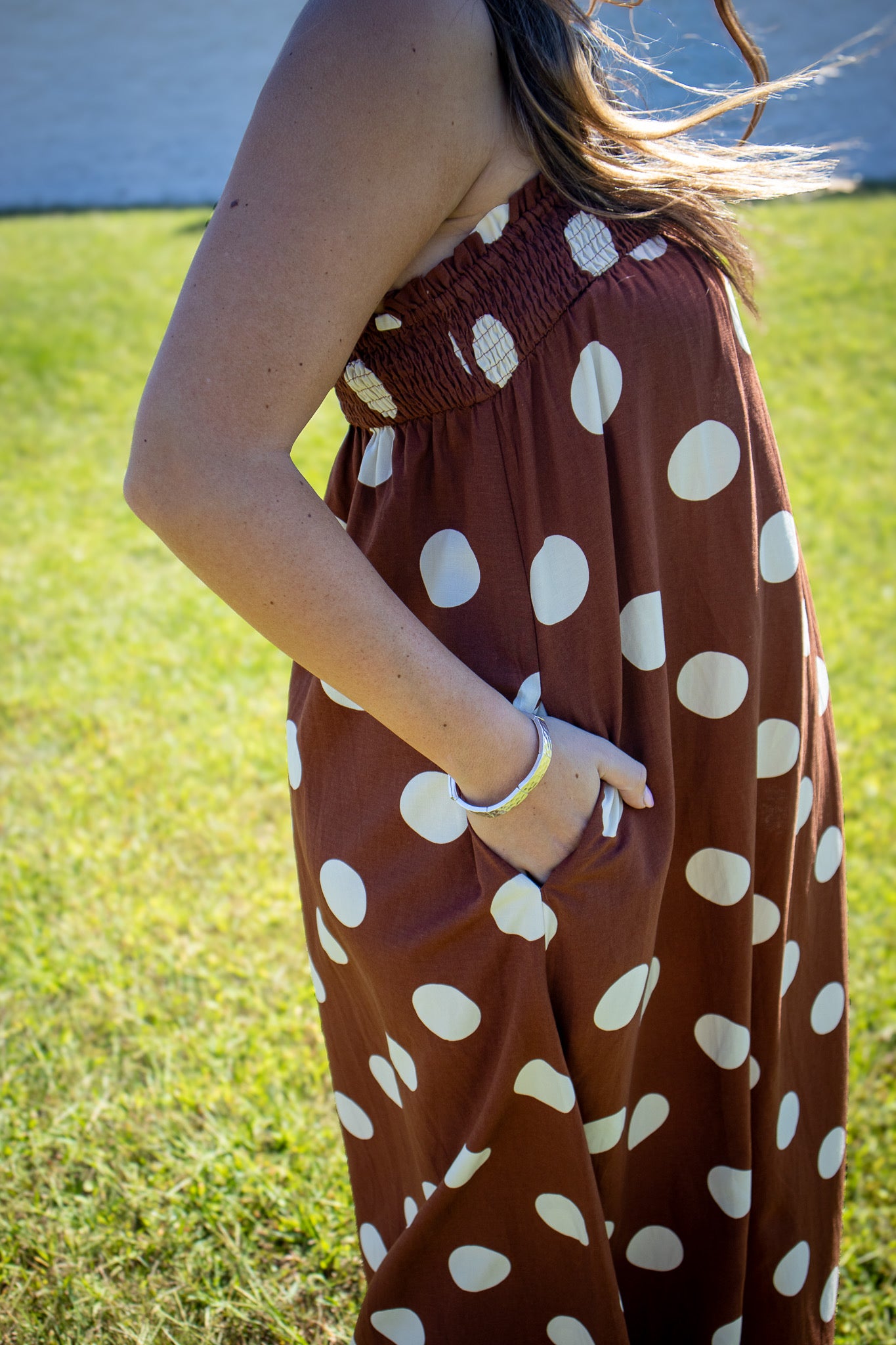 Pretty In Polka Dot Brown Maxi Dress