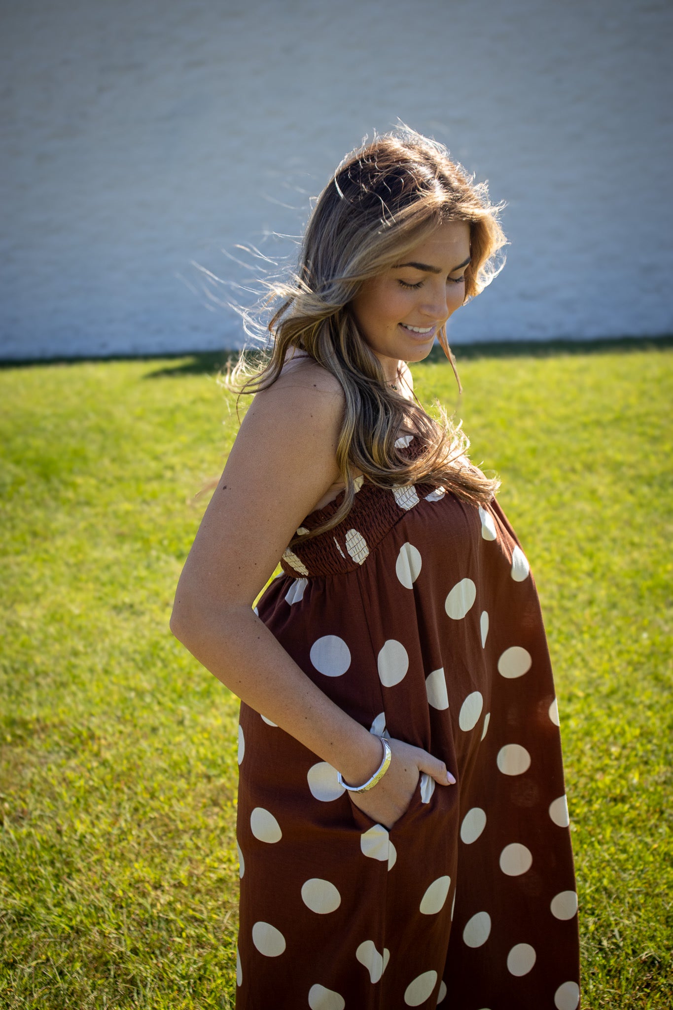 Pretty In Polka Dot Brown Maxi Dress