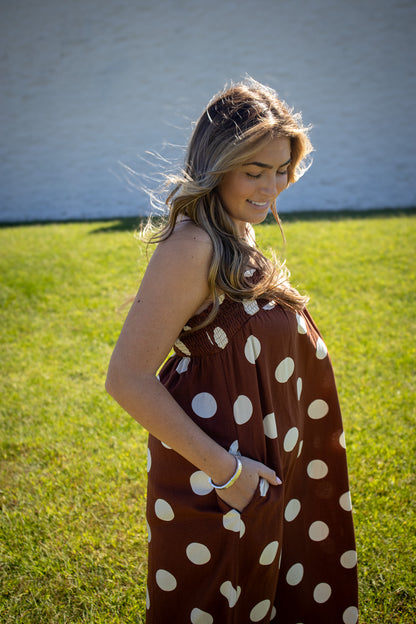 Pretty In Polka Dot Brown Maxi Dress