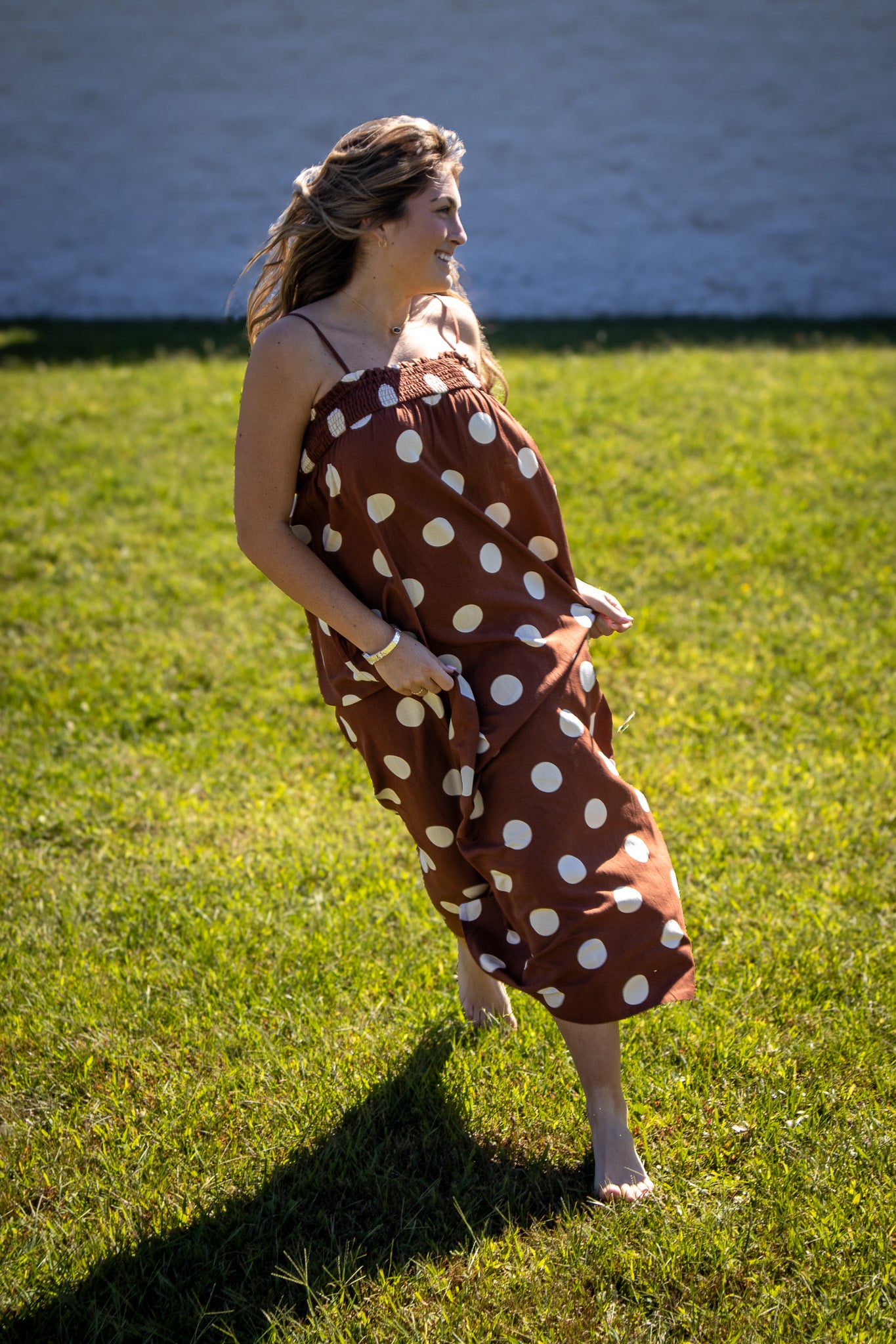Pretty In Polka Dot Brown Maxi Dress