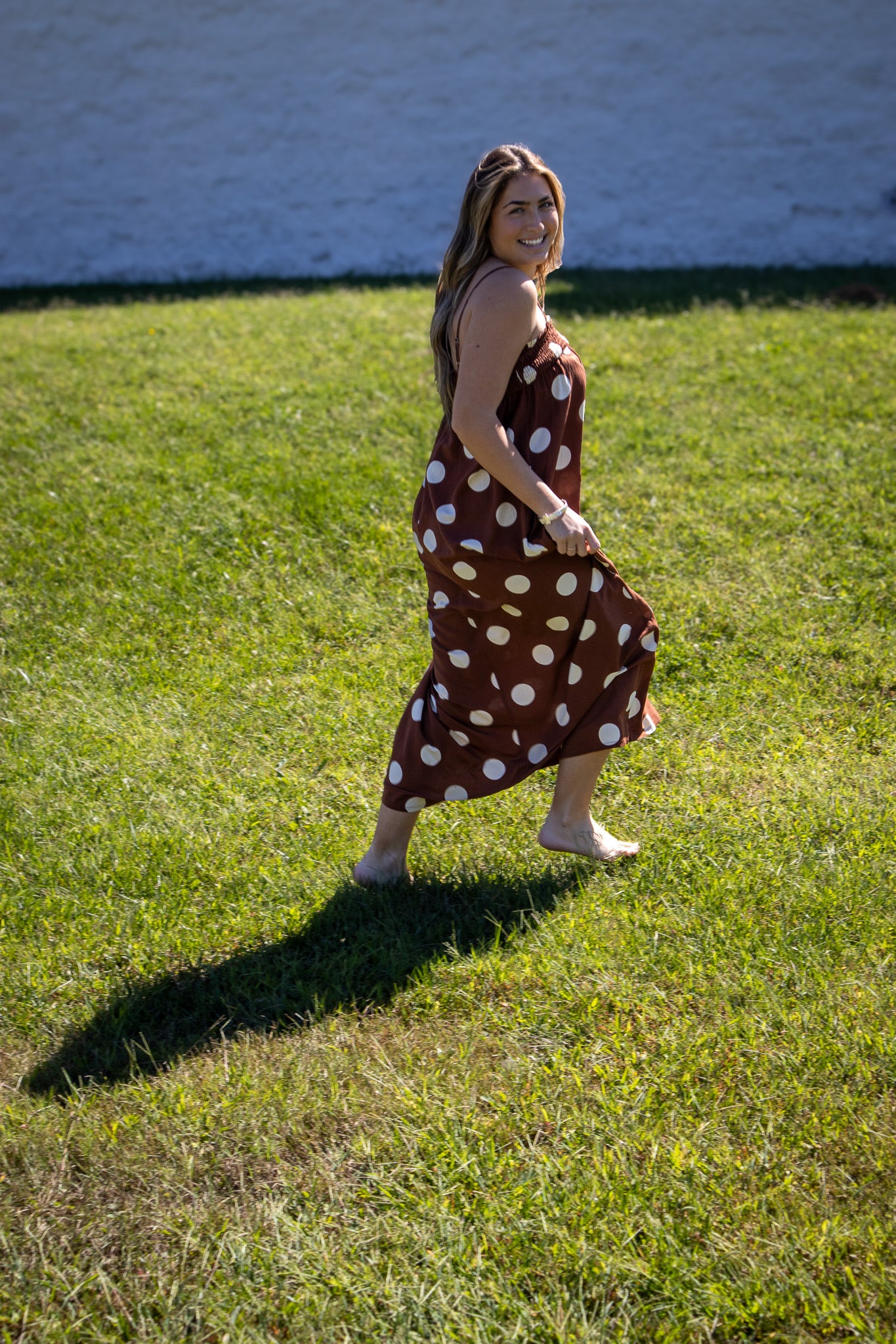 Pretty In Polka Dot Brown Maxi Dress