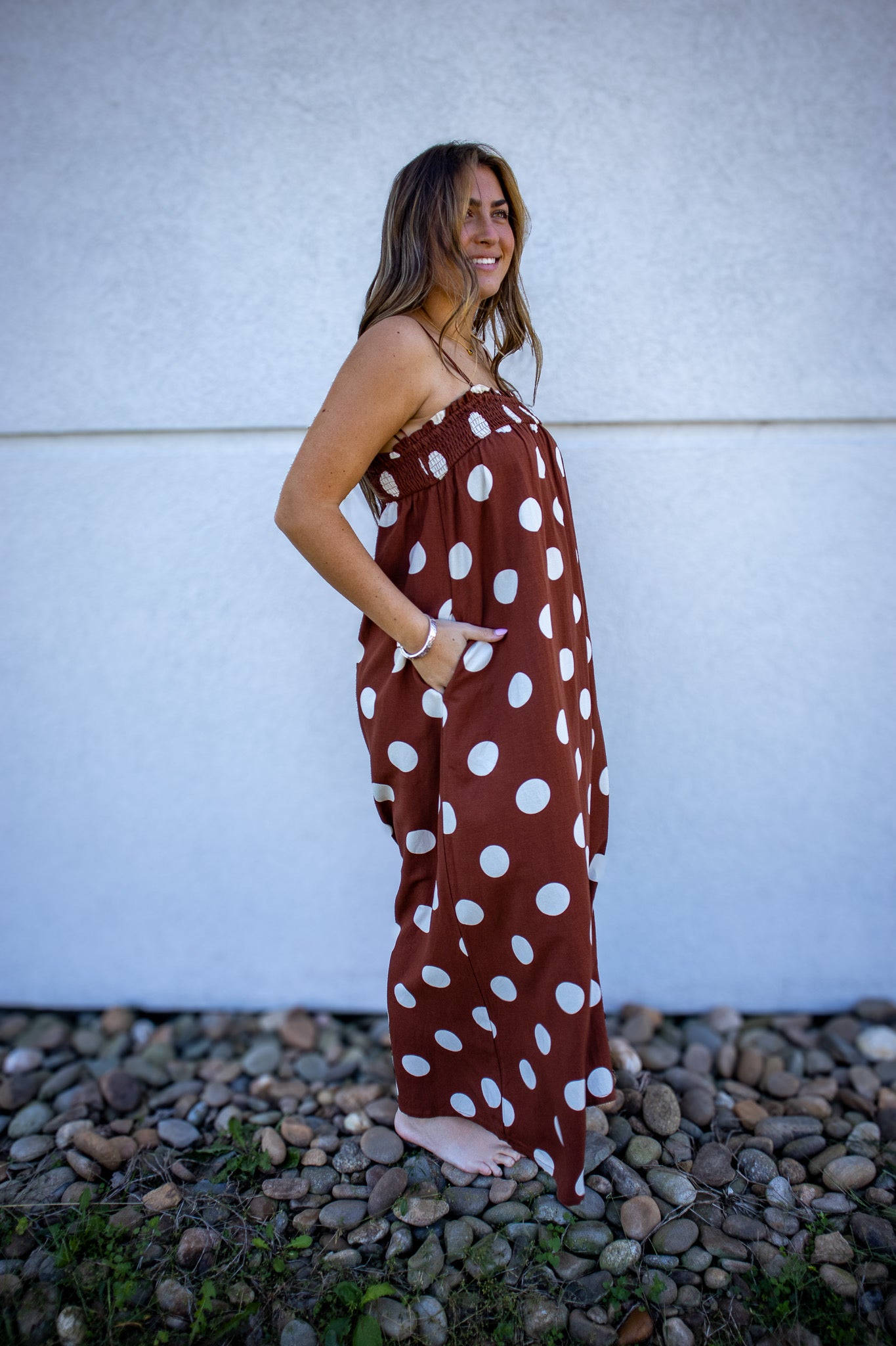 Pretty In Polka Dot Brown Maxi Dress