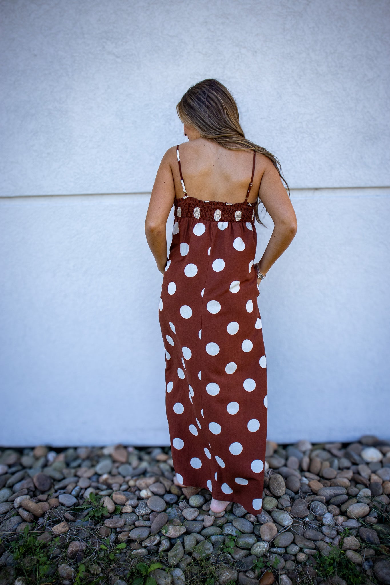 Pretty In Polka Dot Brown Maxi Dress