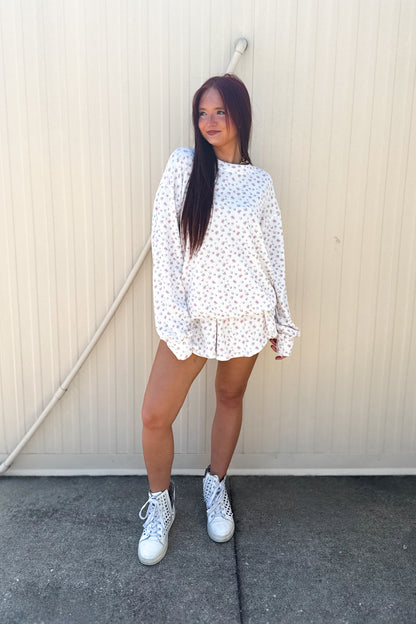 Flirty Floral Ribbed Top & Skort Set