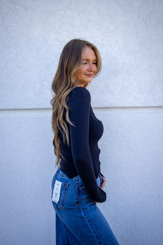 Free People - Wide Awake Layering Top - BLACK