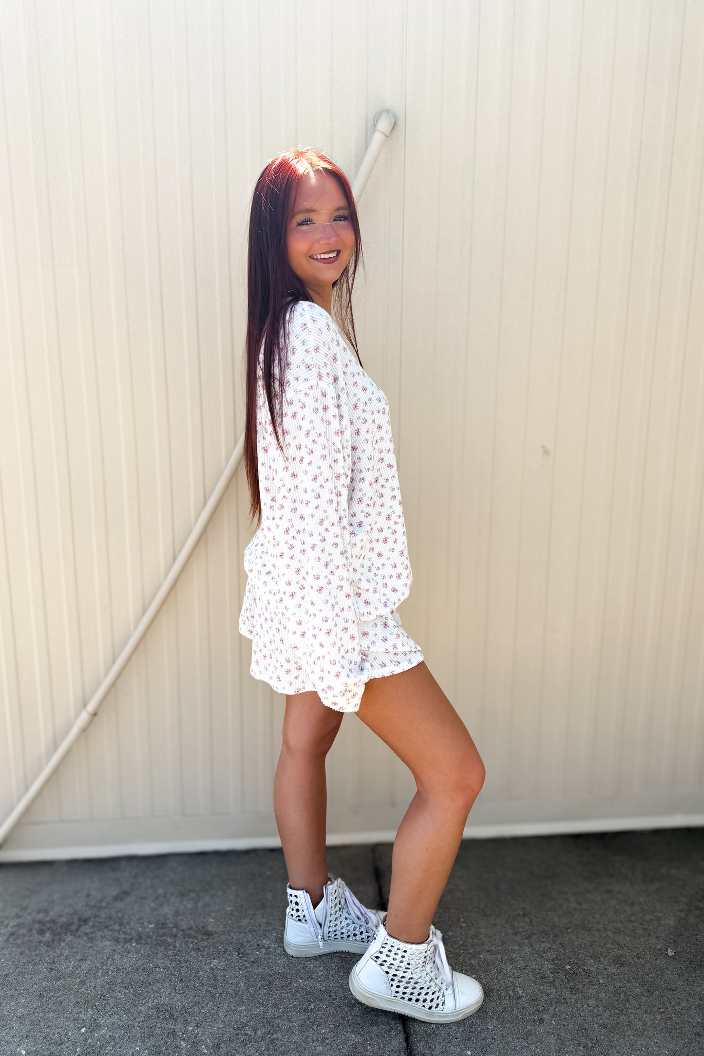 Flirty Floral Ribbed Top & Skort Set