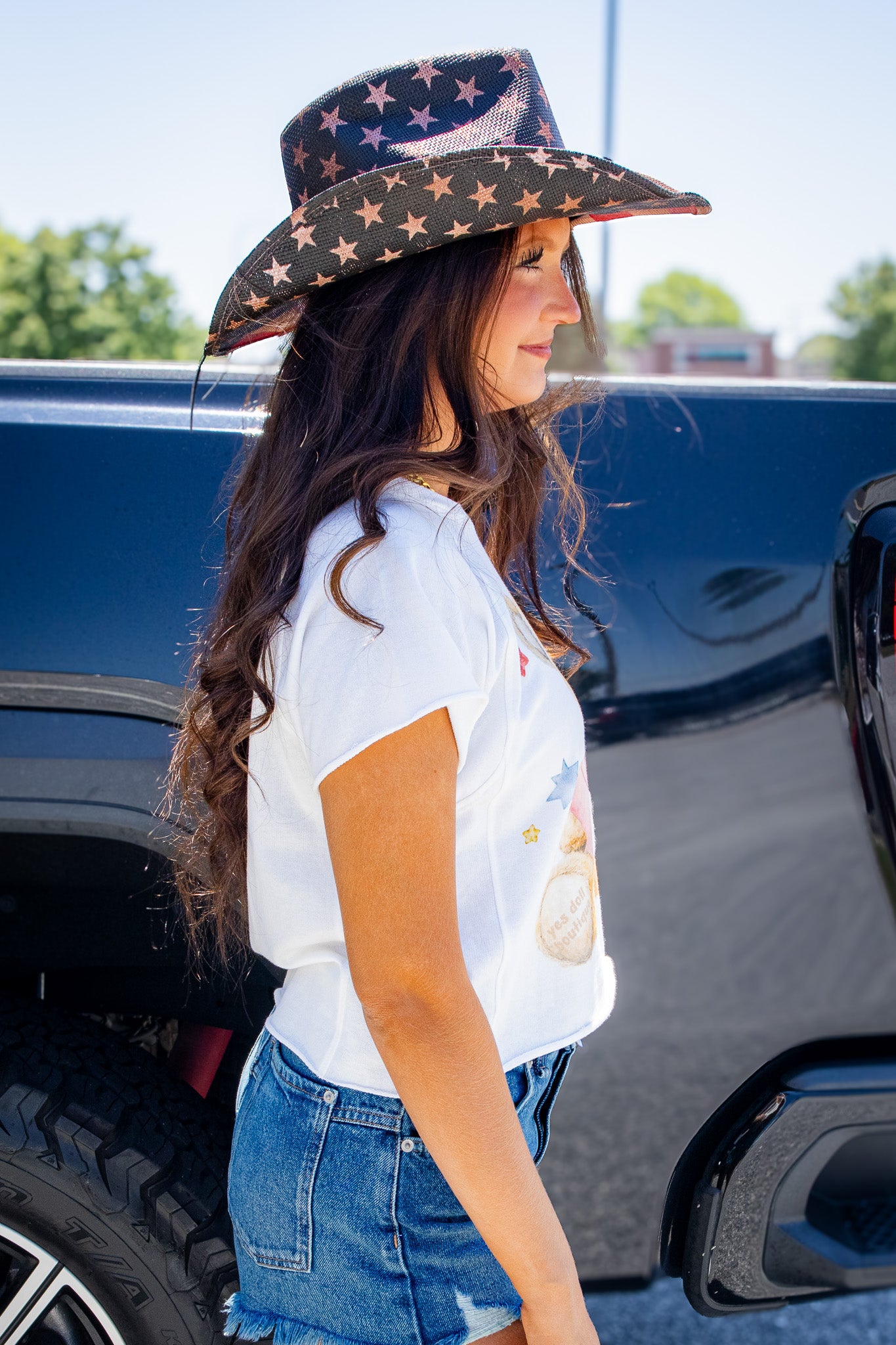 USA Bear Graphic Crop Tee
