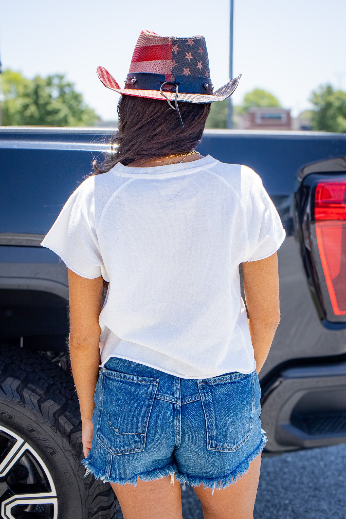 USA Bear Graphic Crop Tee