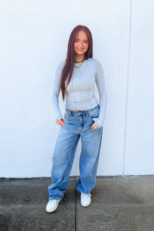 Free People - So Soft Seamless Modal Cable Long Sleeve - Heather Grey