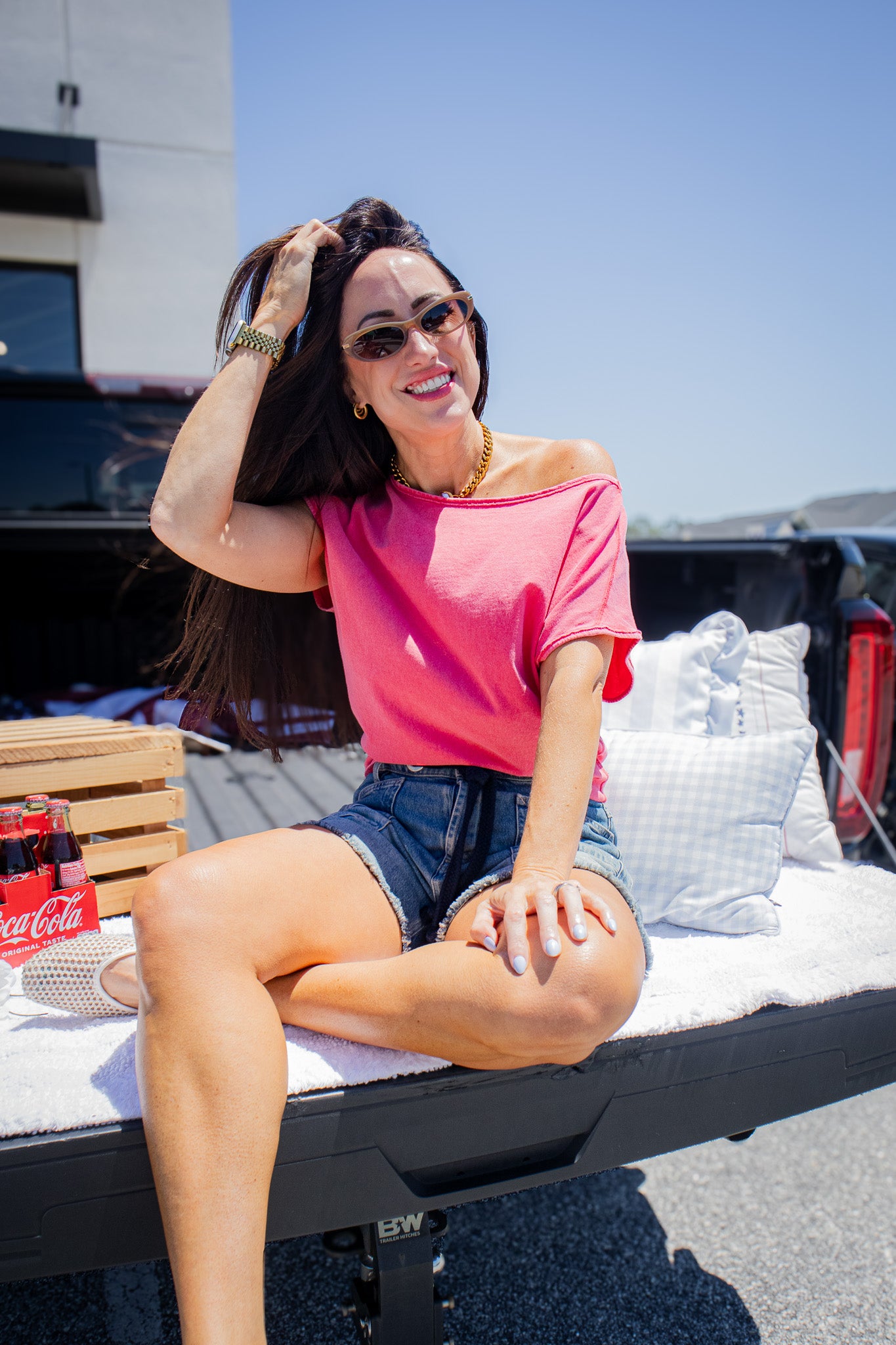 Free People - Peggy Relaxed Boat Neck Tee - Sour Sweet Pink