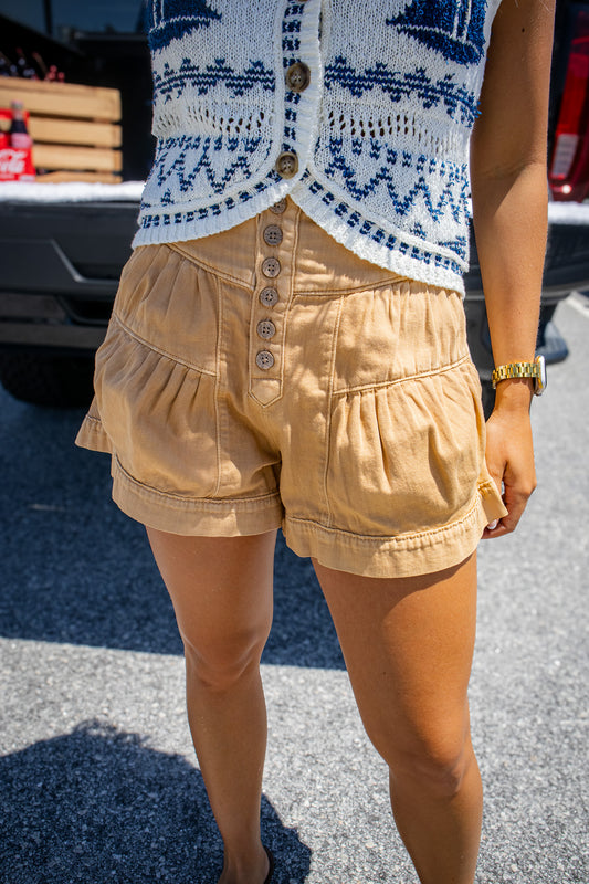 Free People - Fleur Denim Shorts - WASHED BROWN