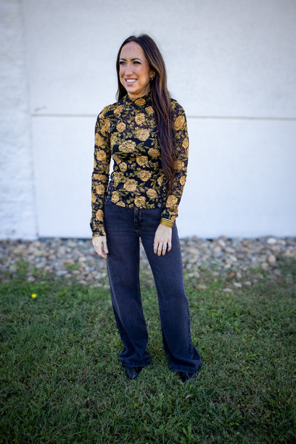 Free People - Lyric Long Sleeve - BLACK COMBO