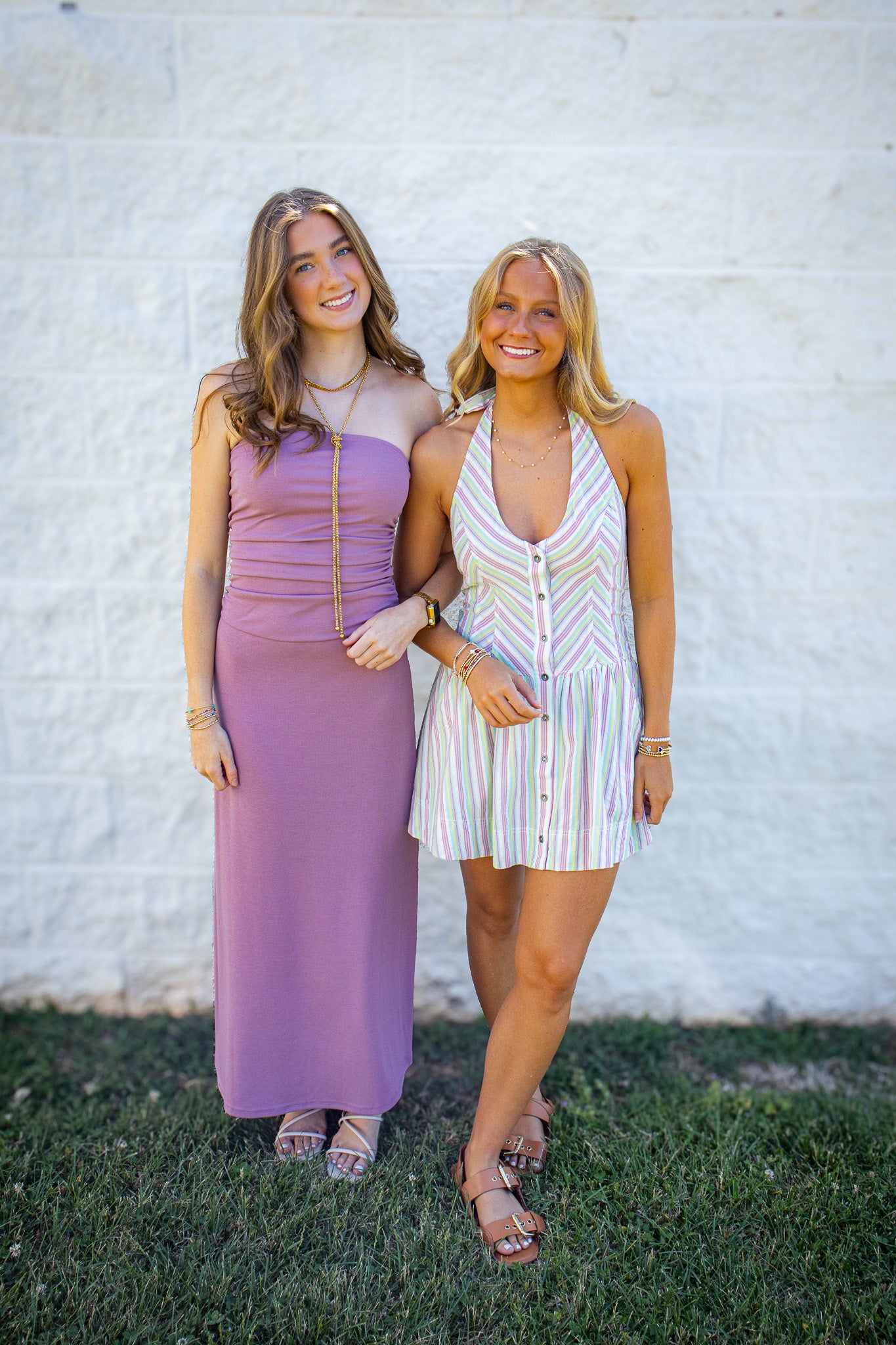 Free People - Clean Break Striped Cotton Halter Mini Dress - Multi
