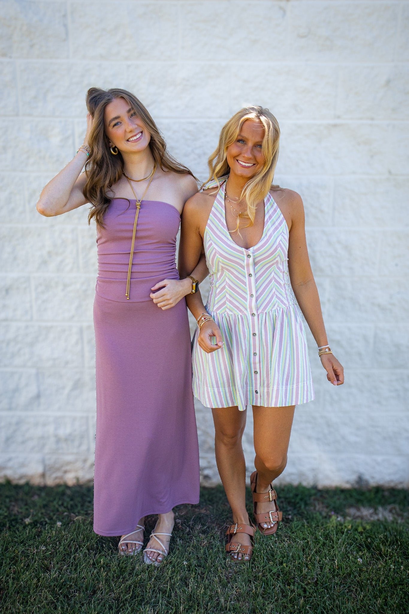 Free People - Clean Break Striped Cotton Halter Mini Dress - Multi