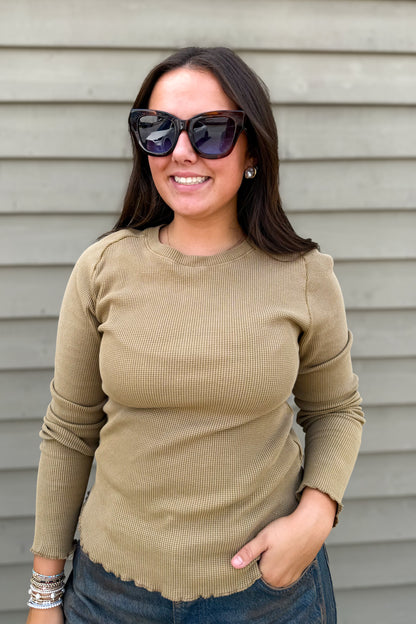 Free People - Easy Does It Long Sleeve Tee - Golden Eagle
