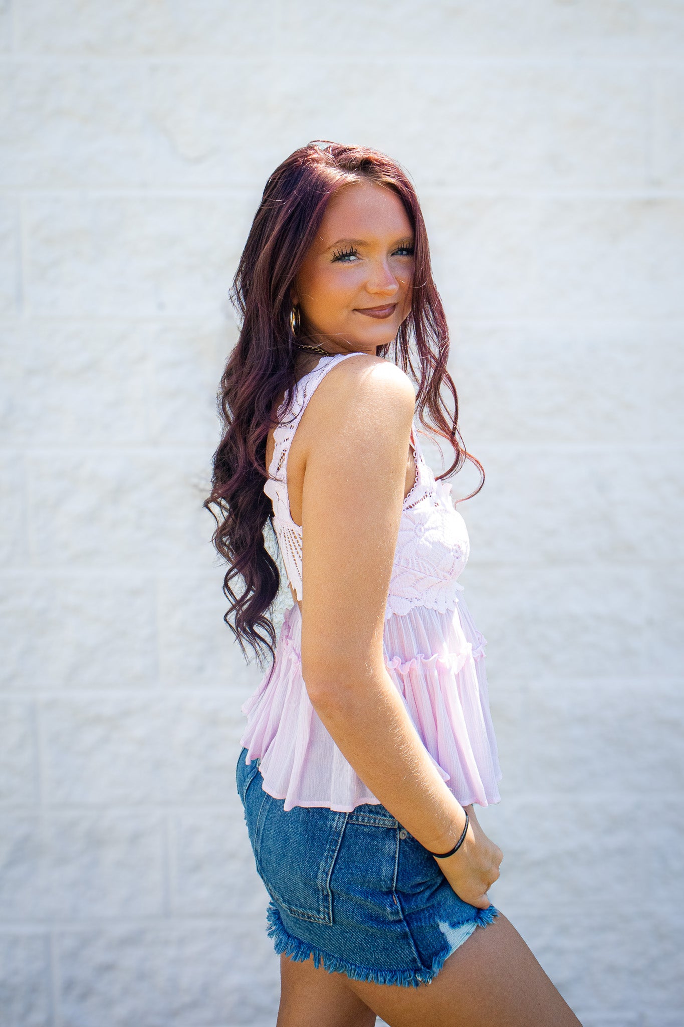 Free People - Petal Party Lace Tiered Shapeless Cami - Pink Destiny