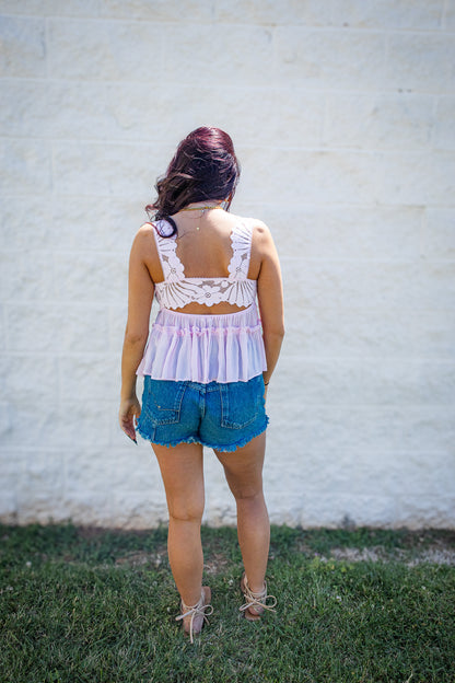 Free People - Petal Party Lace Tiered Shapeless Cami - Pink Destiny