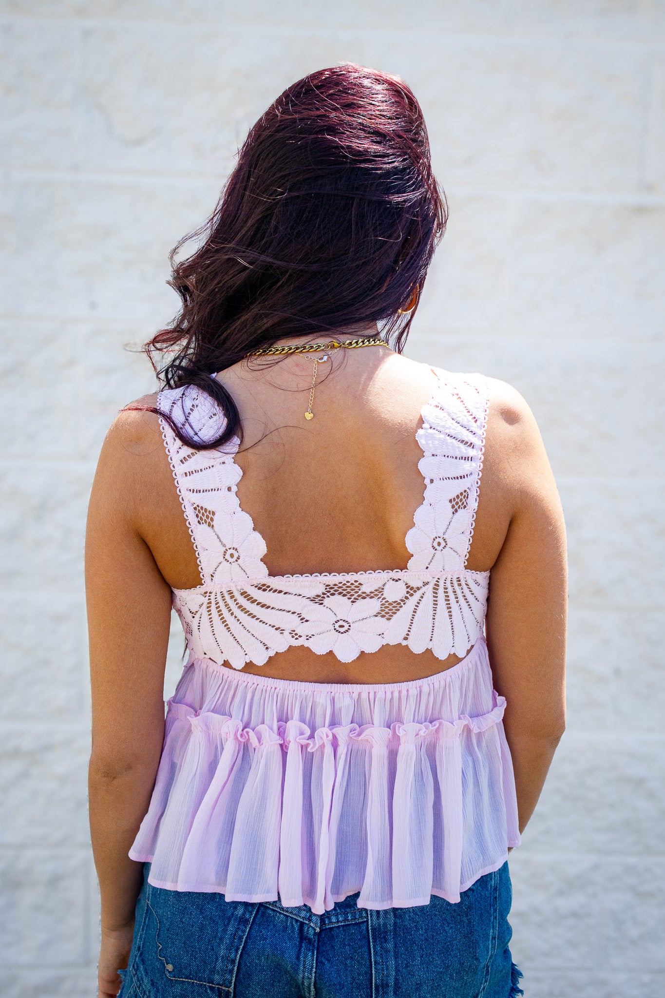 Free People - Petal Party Lace Tiered Shapeless Cami - Pink Destiny