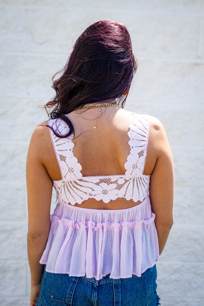 Free People - Petal Party Lace Tiered Shapeless Cami - Pink Destiny