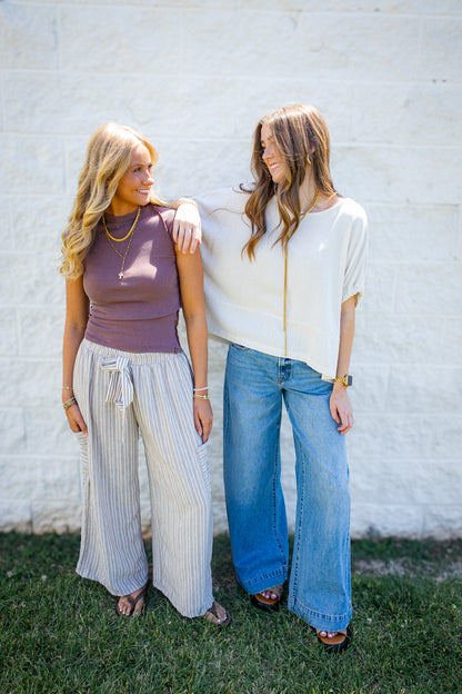 Sea Salt Relaxed Linen Blend Top