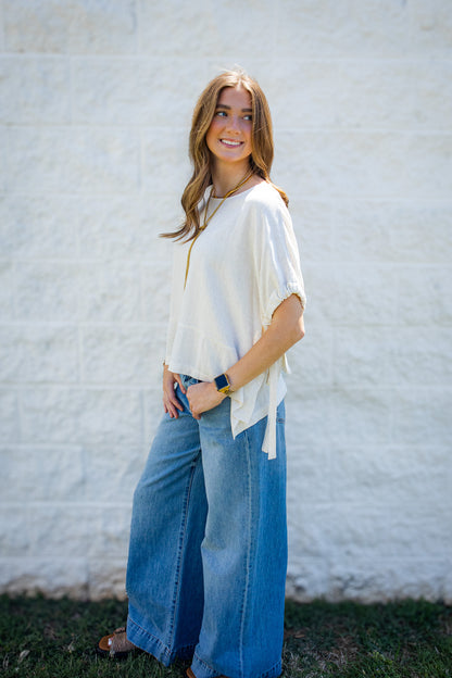 Sea Salt Relaxed Linen Blend Top