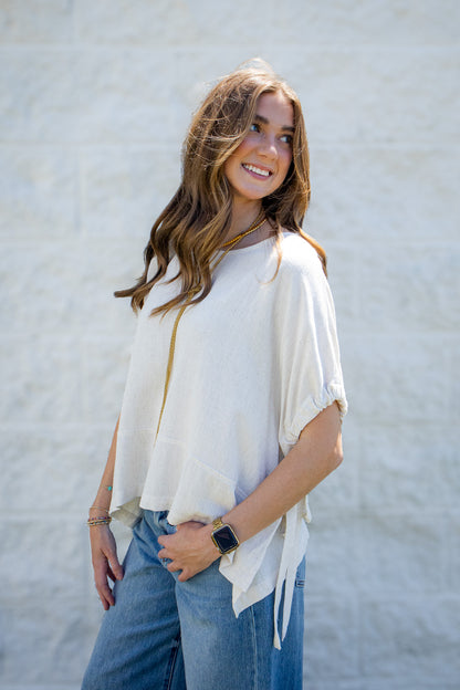 Sea Salt Relaxed Linen Blend Top