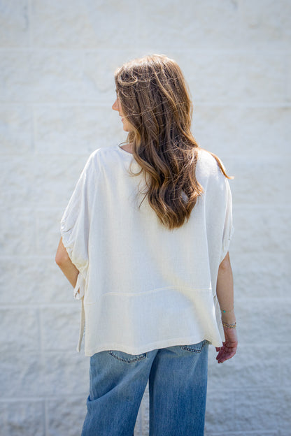 Sea Salt Relaxed Linen Blend Top