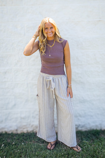 Free People - We The Free - Ever Had Ribbed Cap Sleeve Tee - Brunette/Brown