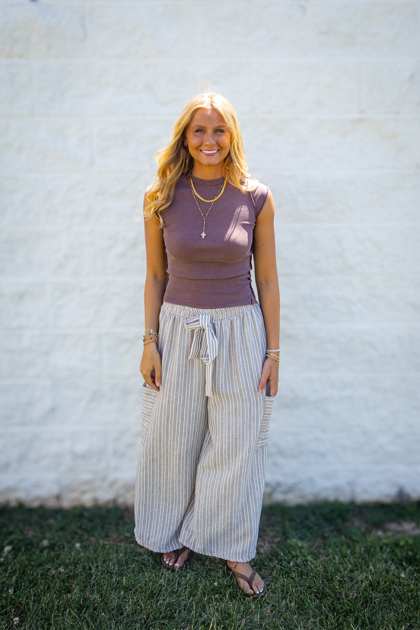 Coastal Ease Striped Wide-Leg Linen Pants