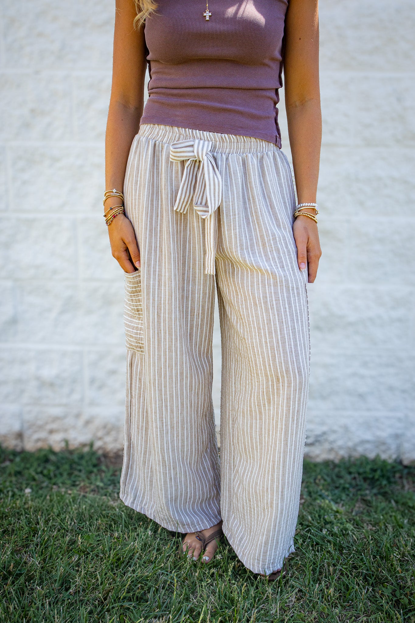 Coastal Ease Striped Wide-Leg Linen Pants