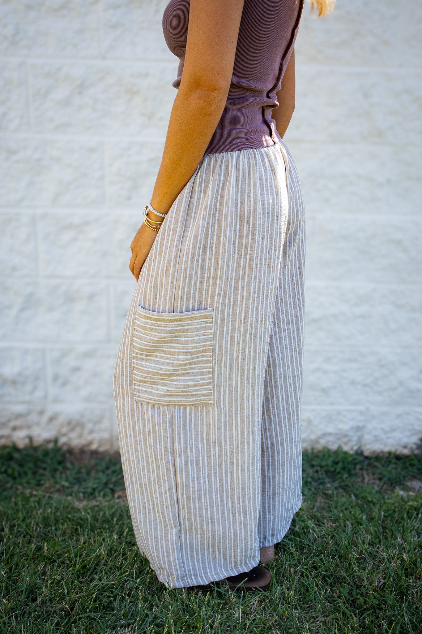 Coastal Ease Striped Wide-Leg Linen Pants