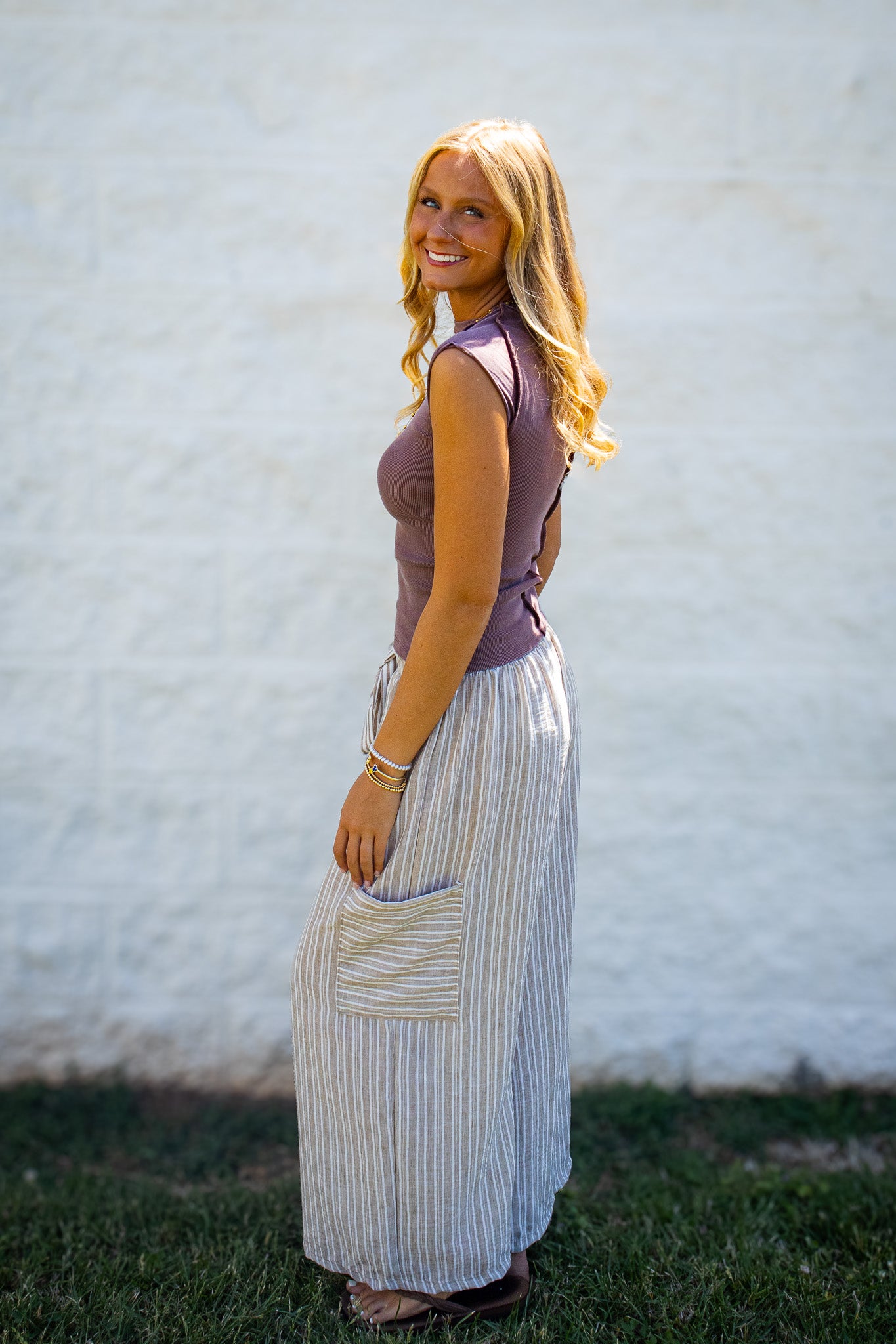Coastal Ease Striped Wide-Leg Linen Pants