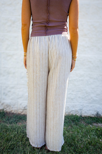 Coastal Ease Striped Wide-Leg Linen Pants
