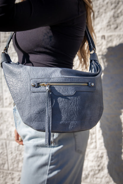 Leigh Vegan Hobo - DUSTY BLUE