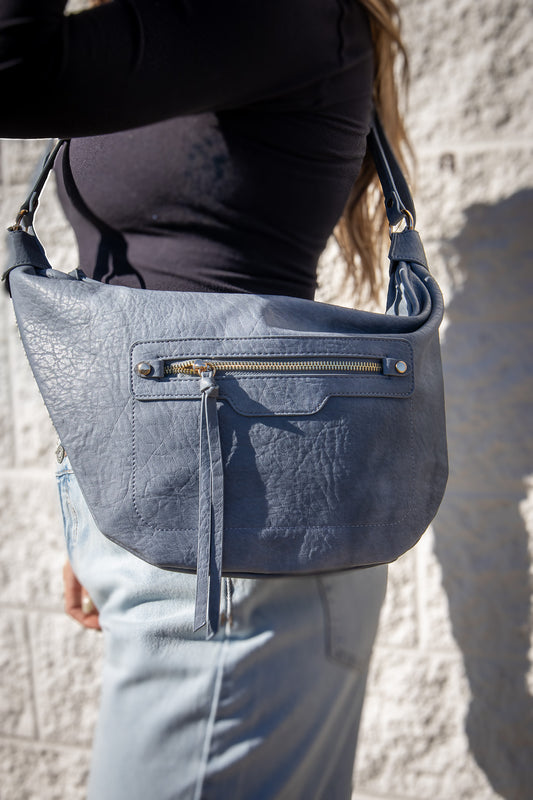 Leigh Vegan Hobo - DUSTY BLUE