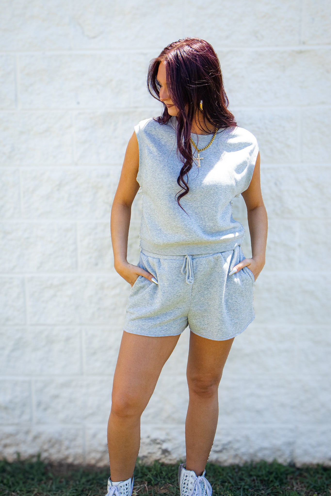 Rest Day Two-Piece Lounge Short Set - Heather Gray