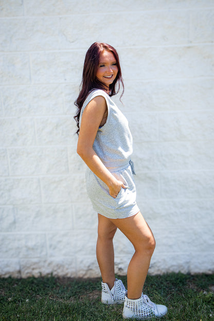 Rest Day Two-Piece Lounge Short Set - Heather Gray