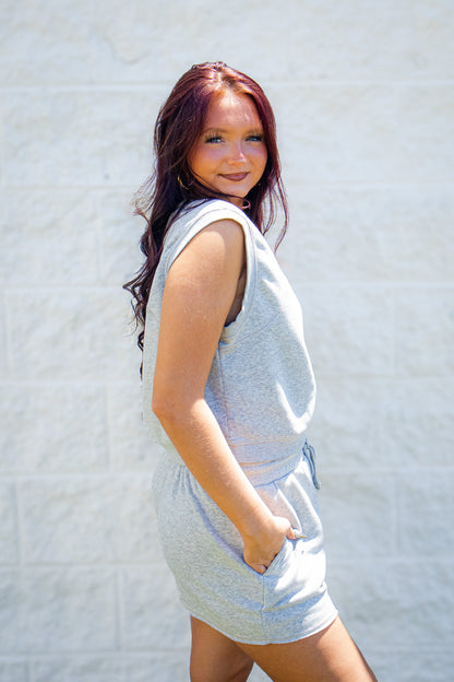 Rest Day Two-Piece Lounge Short Set - Heather Gray