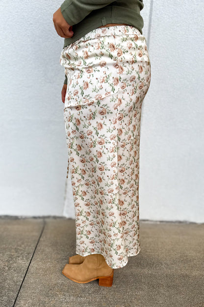 Brown Blossom Midi Skirt