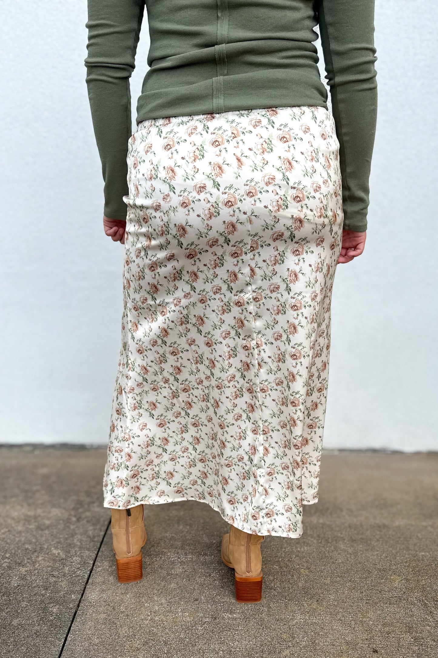 Brown Blossom Midi Skirt
