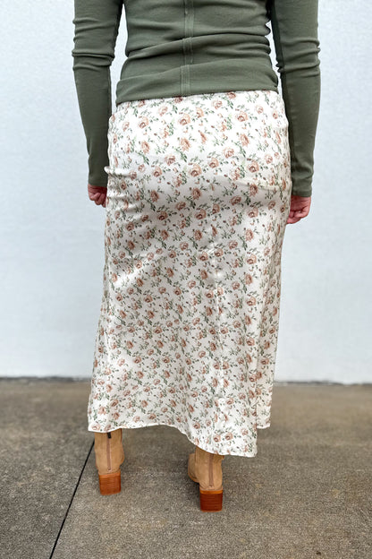 Brown Blossom Midi Skirt