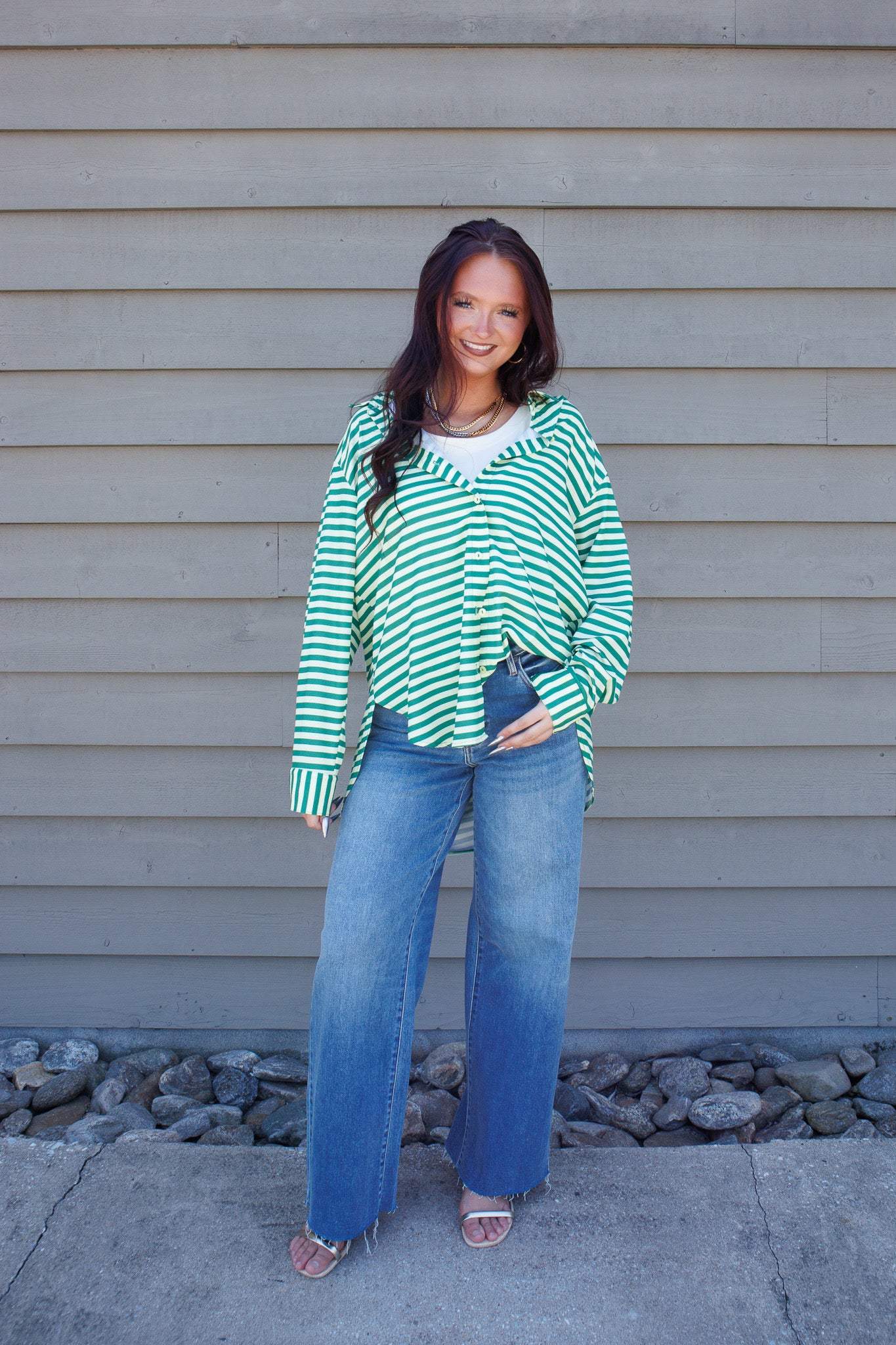 Emerald Striped Button Down