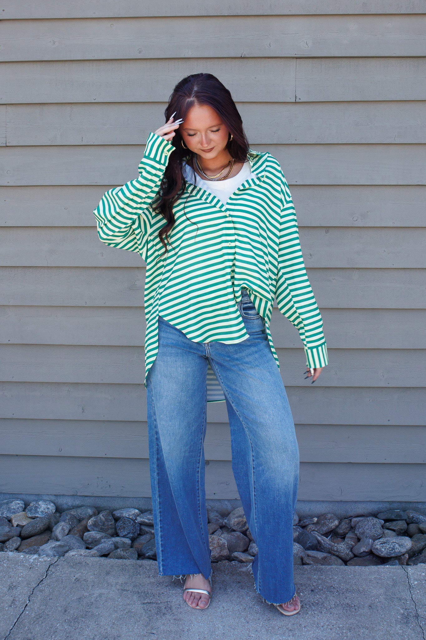 Emerald Striped Button Down