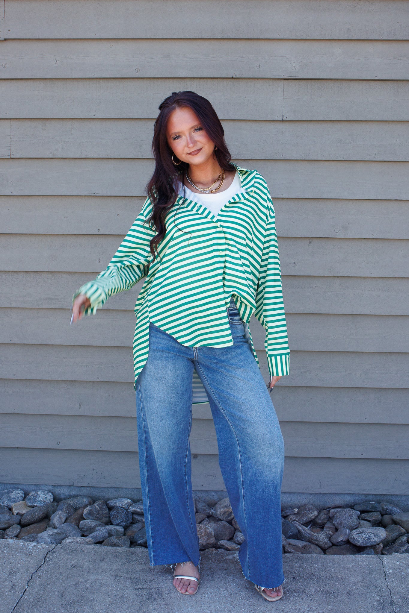 Emerald Striped Button Down